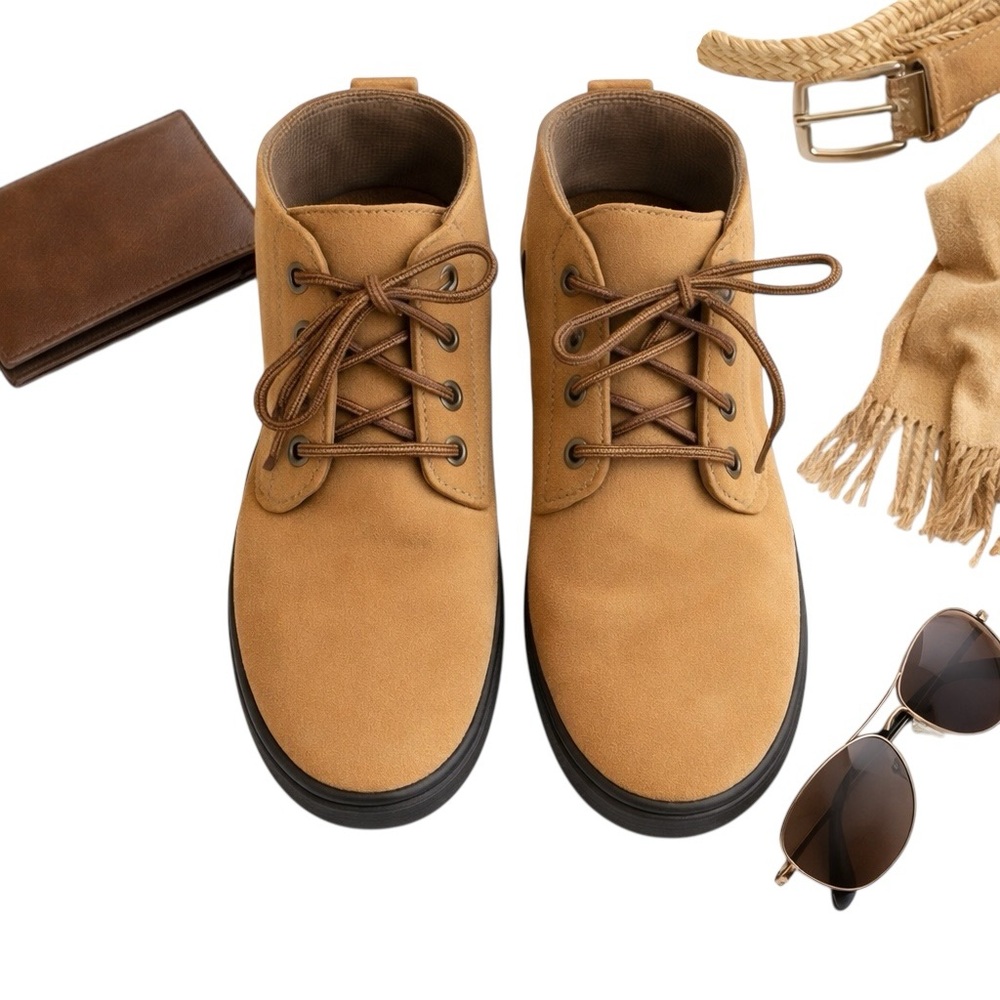 Simple Antique Modern Tan Suede Chukka Boots Lace-Up Casual Men’s Size 10 GUC